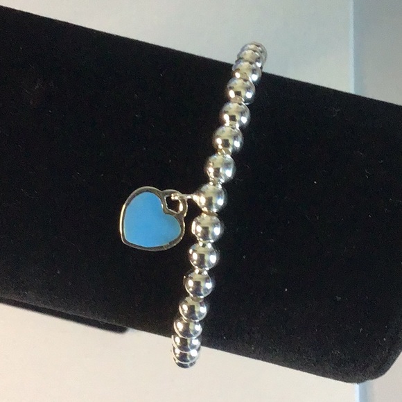 Blue Heart Silver Pearl Bracelet - Picture 5 of 10